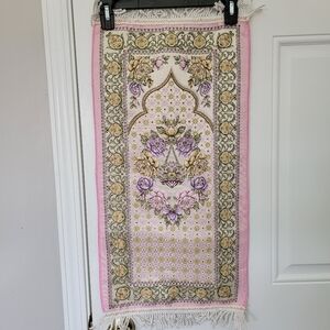 The Prayer Mat Travel Prayer Mat Pink Purple Floral Fringed Size 14" X 30"